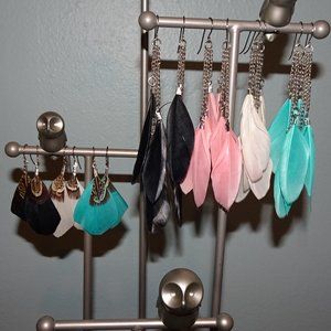 Feather earring assortment, all 7 pairs!